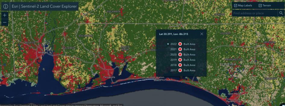 Esri發(fā)布改進了人工智能建模的土地覆蓋地圖圖片