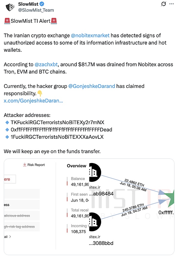 近 1 億美元被銷(xiāo)毀：伊朗交易所 Nobitex 被盜事件梳理